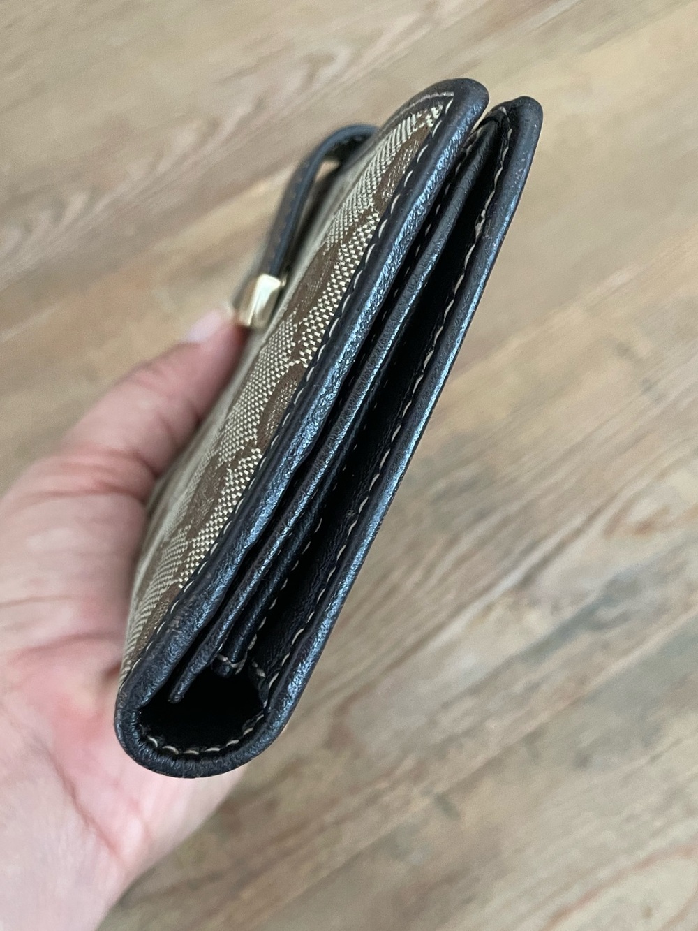 Gucci Vintage GG Canvas Continental Wallet Dark Brown Leather - Picture 5 of 15